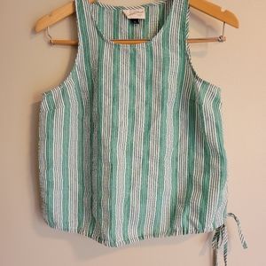 Universal Thread Green and White Seer Sucker Tank Top, XS